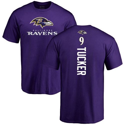 Men Baltimore Ravens Purple Justin Tucker Backer NFL Football #9 T Shirt->nfl t-shirts->Sports Accessory